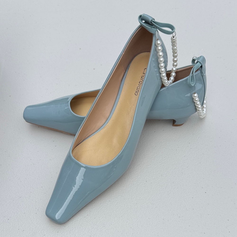 Elegant Blue Patent Leather Women's Shoes